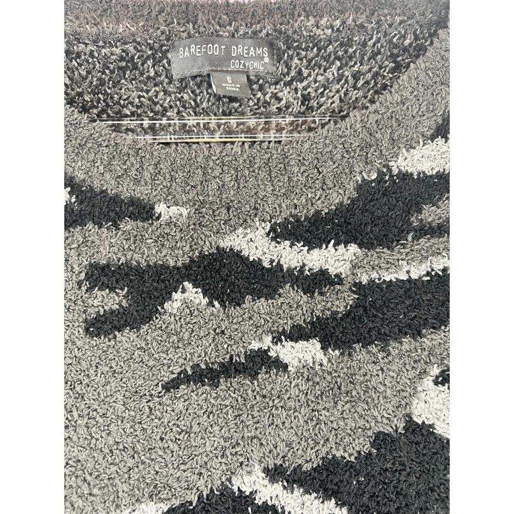 Barefoot Dreams Cozy Chic Camo Crewneck Sweater Black Grey S Loungecore Capsule - Picture 4 of 5